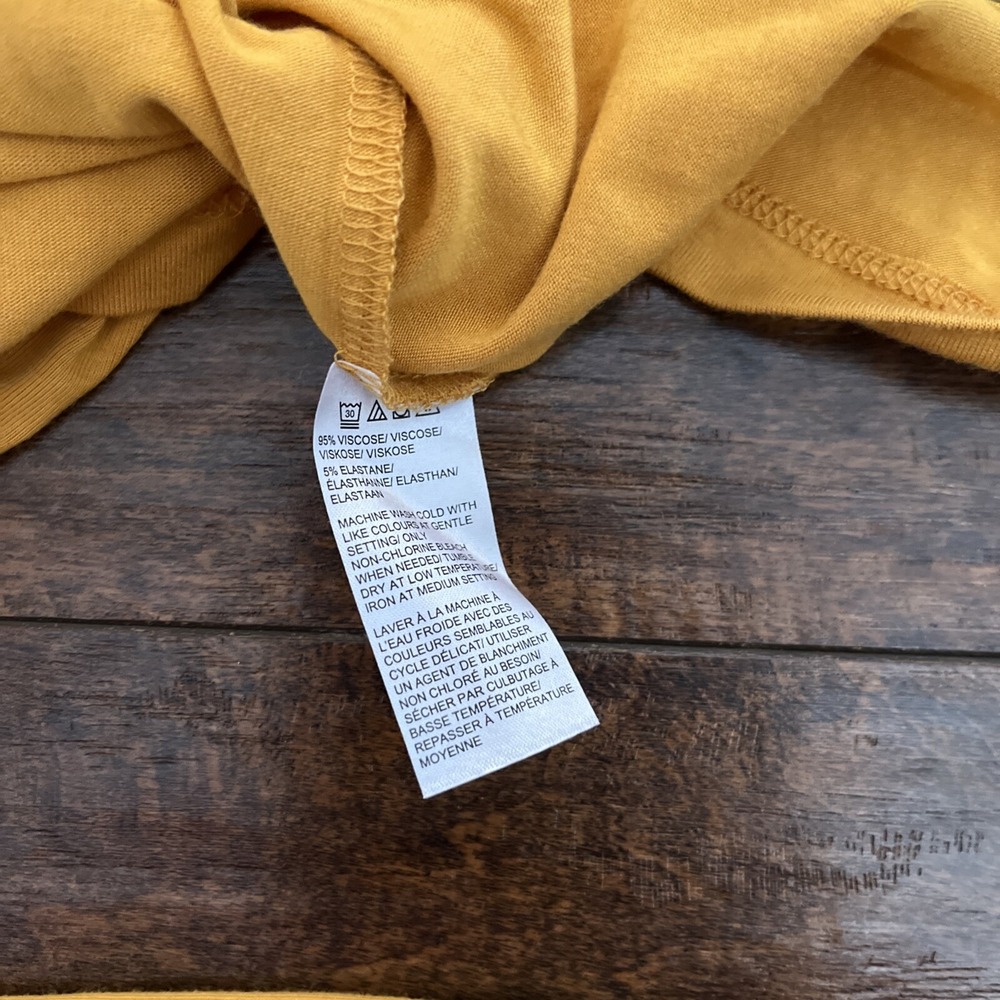 Lord & Taylor Top Womens M Mustard Yellow Keyhole Neck Long Sleeve Jersey Basic - Picture 6 of 6